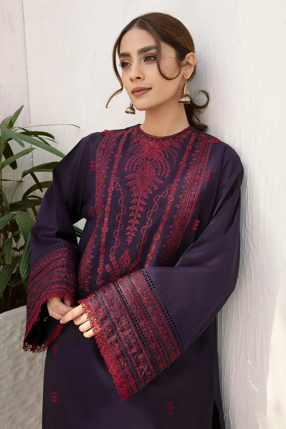 LF-JZ2910 Unstitched Fully Embroidered Dhanak Suit With Dyed Dhanak Shawl