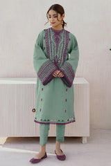 LF-JZ2905 Unstitched Fully Embroidered Dhanak Suit With Dyed Dhanak Shawl
