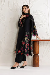 LF-IZ2955 Unstitched Fully Embroidered Dhanak Chikenkari Suit With Digital Printed Diamond Wool Shawl