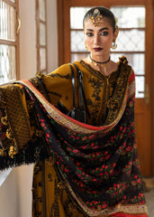 LF-HR3045 Unstitched Fully Embroidered Dhanak Suit With Digital Printed Wool Shawl