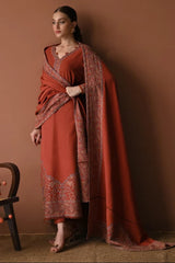 LF-BT2880(B) Unstitched Fully Embroidered Dhanak Suit With Embroidered Dhanak Shawl