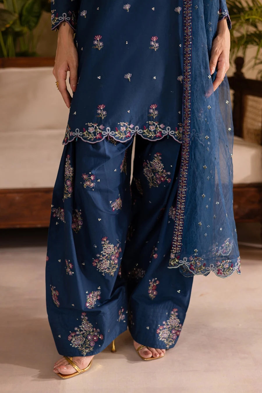 LF-BT2940 Unstitched Sequence Embroidered Dhanak Suit With Sequence Embroidered Chiffon Dupatta