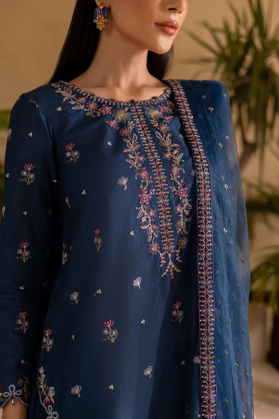 LF-BT2940 Unstitched Sequence Embroidered Dhanak Suit With Sequence Embroidered Chiffon Dupatta