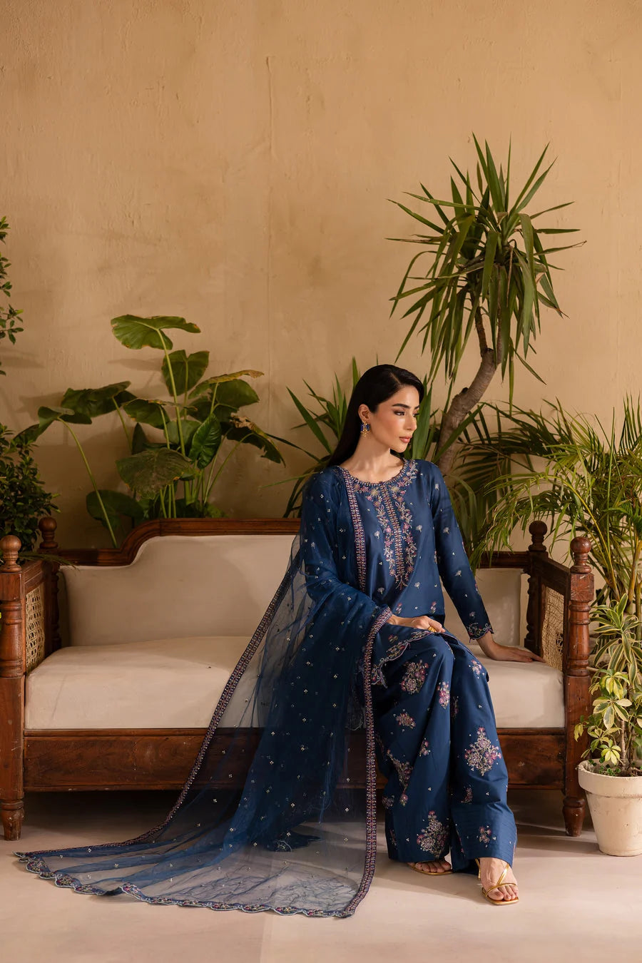 LF-BT2940 Unstitched Sequence Embroidered Dhanak Suit With Sequence Embroidered Chiffon Dupatta