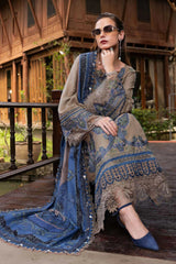 LF-MB3050 Unstitched Fully Embroidered Dhanak Suit With Digital Printed Wool Shawl