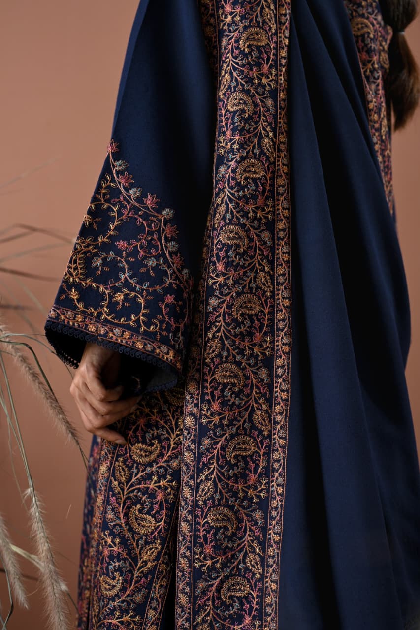 LF-BT2880(A) Unstitched Fully Embroidered Dhanak Suit With Embroidered Dhanak Shawl