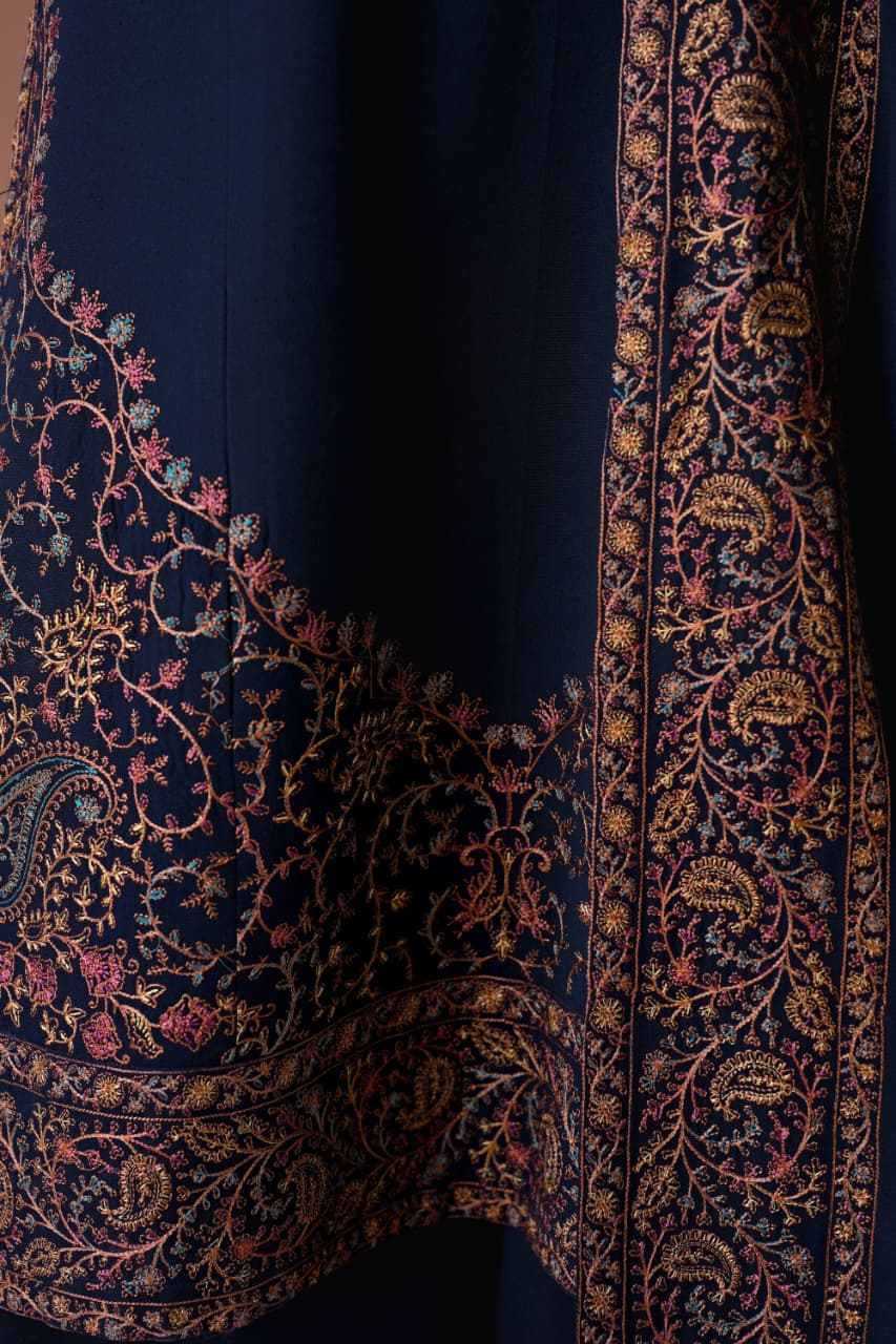 LF-BT2880(A) Unstitched Fully Embroidered Dhanak Suit With Embroidered Dhanak Shawl