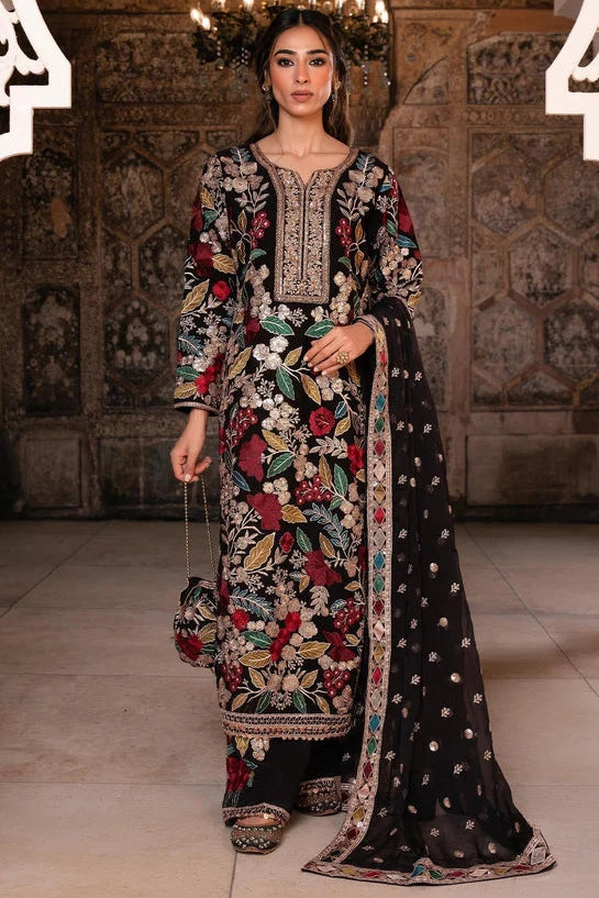LF-RR2935 Dhanak 3Pc Suit Fully Embroided With Tilla & Thread Work With Fully Embroided Chiffon Dupatta