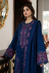 LF-RR2930 Dhanak Unstitched Fully Embroided Chikenkari 3pc Suit With Fully Embroided Dhanak Shawl