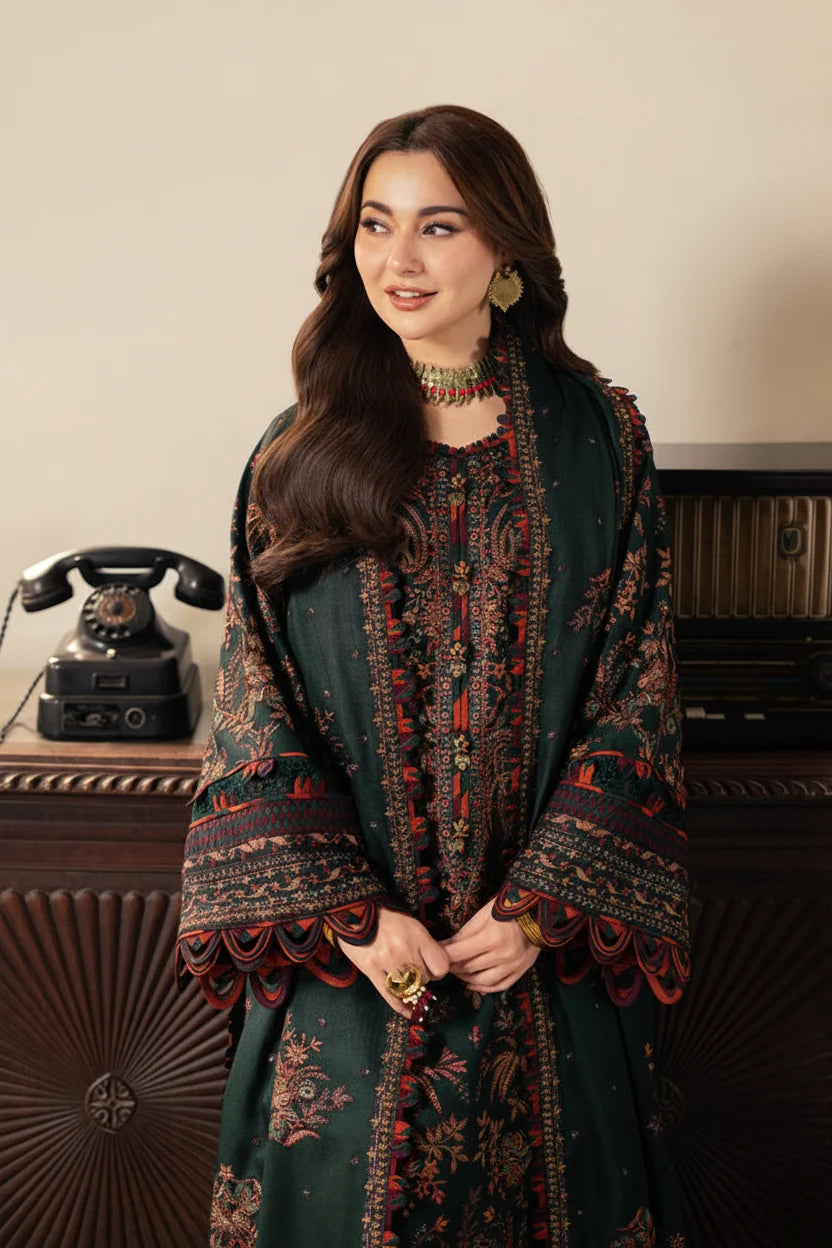 LF-AJ2915 Unstitched Fully Embroidered Dhanak Fully Embroidered Dhanak Shawl