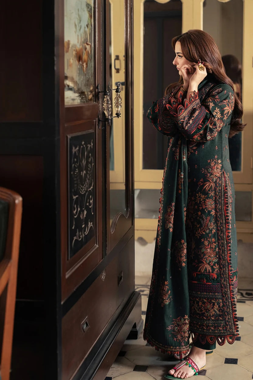 LF-AJ2915 Unstitched Fully Embroidered Dhanak Fully Embroidered Dhanak Shawl