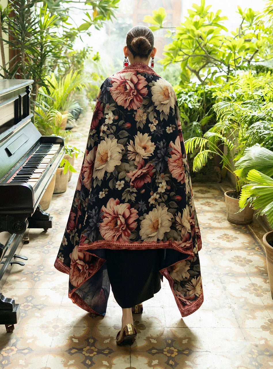 LF-AJ980 Unstitched Fully Embroidered Dhanak Suit With Digital Printed Poly Wool Shawl