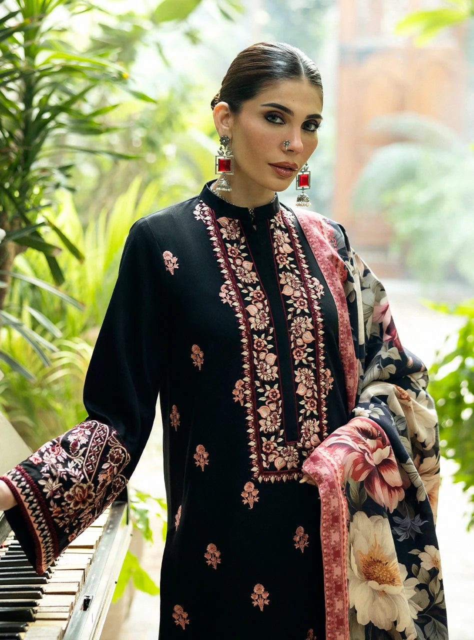 LF-AJ980 Unstitched Fully Embroidered Dhanak Suit With Digital Printed Poly Wool Shawl