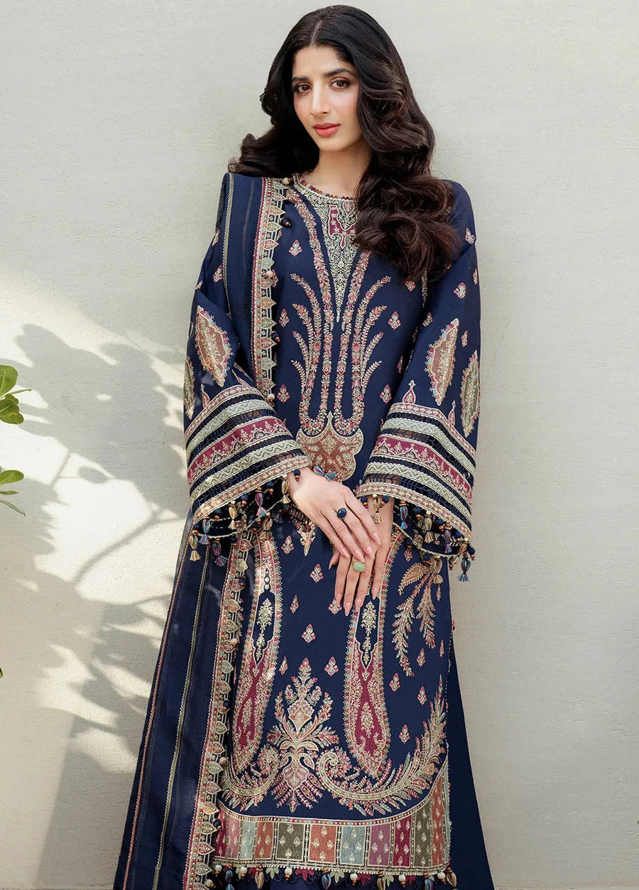 LF-JZ2990 Unstitched Fully Embroidered Dhanak Suit With 4 Sided Fully Embroidered Chiffon Dupatta