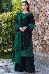 LF-BQ150 3Pc Un-Stitched Dhanak Embroidered Suit With Digital Printed Poly Wool Shawl