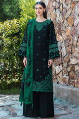 LF-BQ150 3Pc Un-Stitched Dhanak Embroidered Suit With Digital Printed Poly Wool Shawl