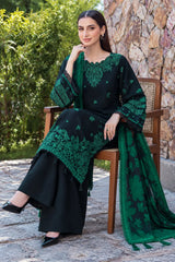 LF-BQ150 3Pc Un-Stitched Dhanak Embroidered Suit With Digital Printed Poly Wool Shawl