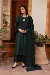 LF-BT3085 Unstitched Fully Embroidered Dhanak Suit With Fully Embroidered Dhanak Shawl
