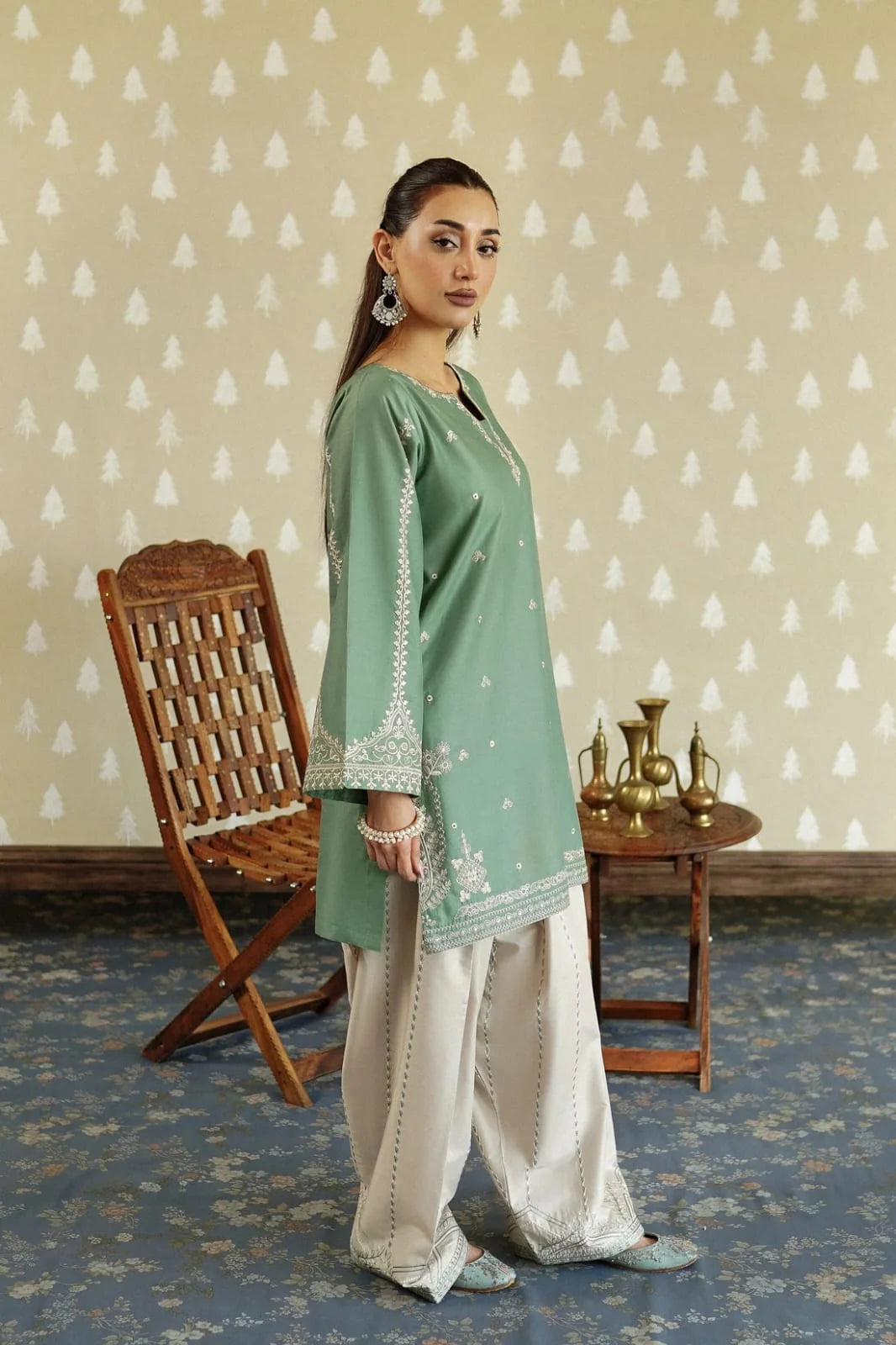 LF-MB54 Dhanak Fully Embroidered 2pc Embroidered Trouser As Well