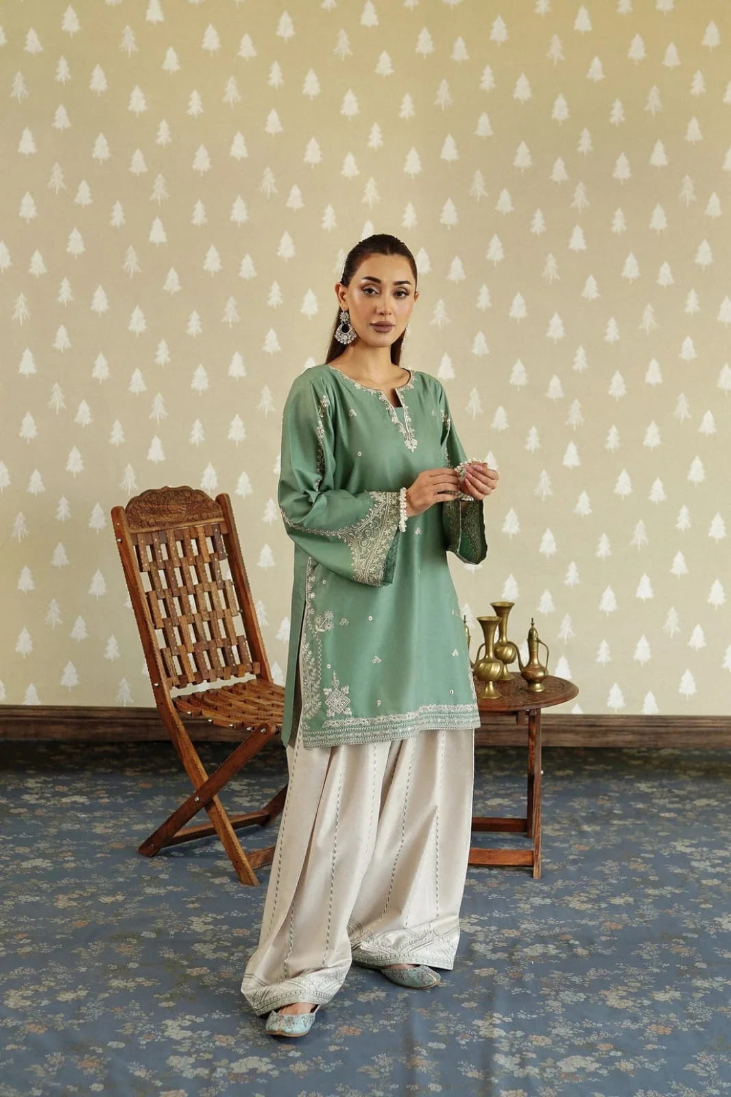 LF-MB54 Dhanak Fully Embroidered 2pc Embroidered Trouser As Well