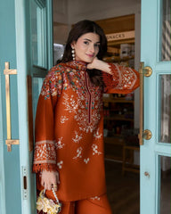 LF-BT3125 Unstitched Fully Embroidered Dhanak Suit With Embroidered Dhanak Shawl