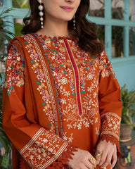 LF-BT3125 Unstitched Fully Embroidered Dhanak Suit With Embroidered Dhanak Shawl