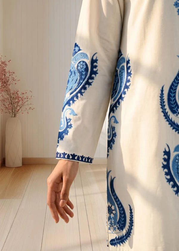 LF-LM3105 Dhanak Unstitched Fully Embroidered 3pc Suit With Diamond Wool Digital Printed Shawl