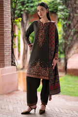 LF-JZ3035 Dhanak Unstitched Embroidered 3pc Suit With Diamond Wool Digital Printed Shawl