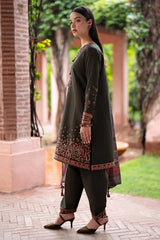 LF-JZ3035 Dhanak Unstitched Embroidered 3pc Suit With Diamond Wool Digital Printed Shawl