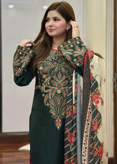 LF-BQ3075 Dhanak Unstitched Embroidered 3pc Suit With Diamond Wool Digital Printed Shawl