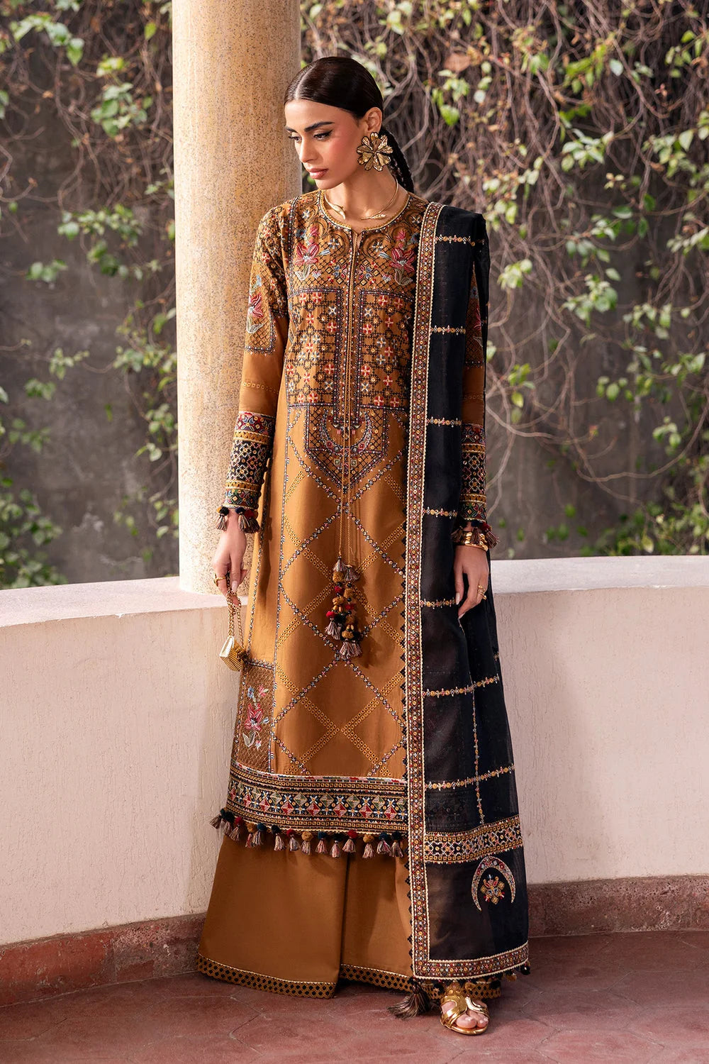 LF-JZ2920 Dhanak Unstitched Fully Embroidered 3pc Suit With Fully Embroided Dhanak Shawl
