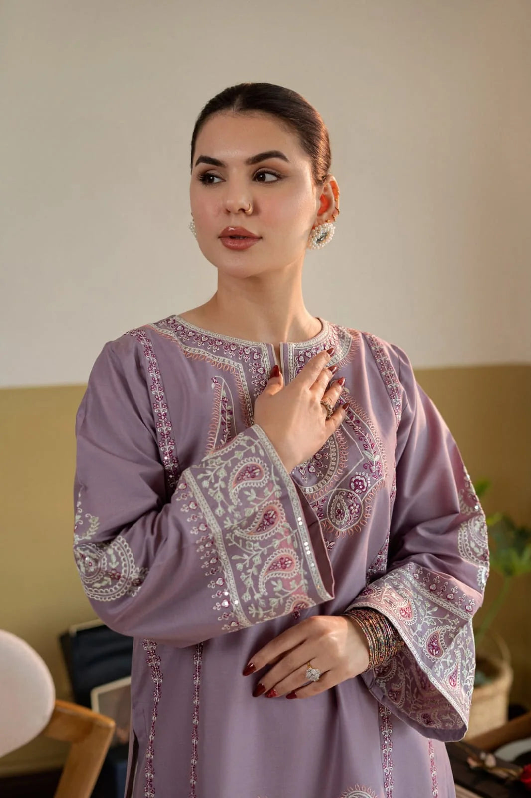 LF-MB52 Dhanak Fully Embroidered 2pc Embroidered Trouser As Well