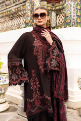 LF-MB3095 Dhanak Unstitched Embroidered 3pc Suit With Diamond Wool Printed Shawl