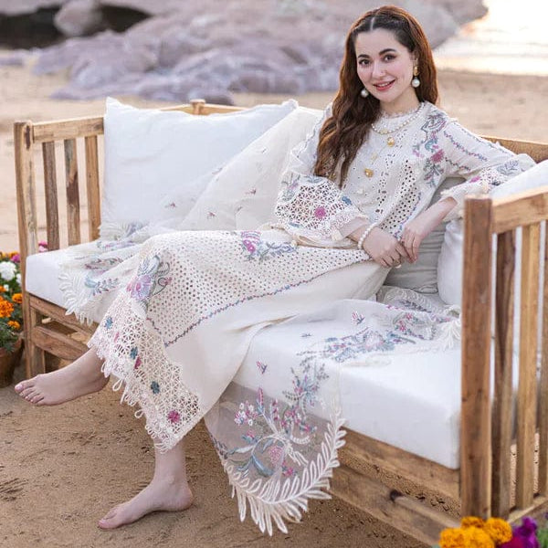 LF-QL2605 Lawn Unstitched Embroidered 3pc Suit With Organza Embroidered Dupatta