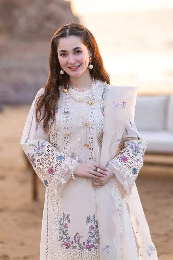 LF-QL2605 Lawn Unstitched Embroidered 3pc Suit With Organza Embroidered Dupatta