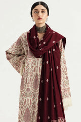 LF-ZS3020 Dhanak Unstitched Fully Embroidered 3pc Suit With Fully Embroidered Dhanak Shawl