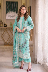 LF-AS2736 Lawn Unstitched Embroidered 3pc Suit With Lawn Embroidered Dupatta