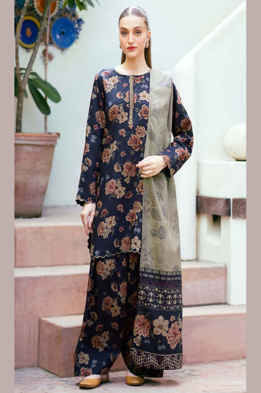 SR-BQ412 Digital Printed Lawn Suit 3pc With Lawn Digital Printed Dupatta