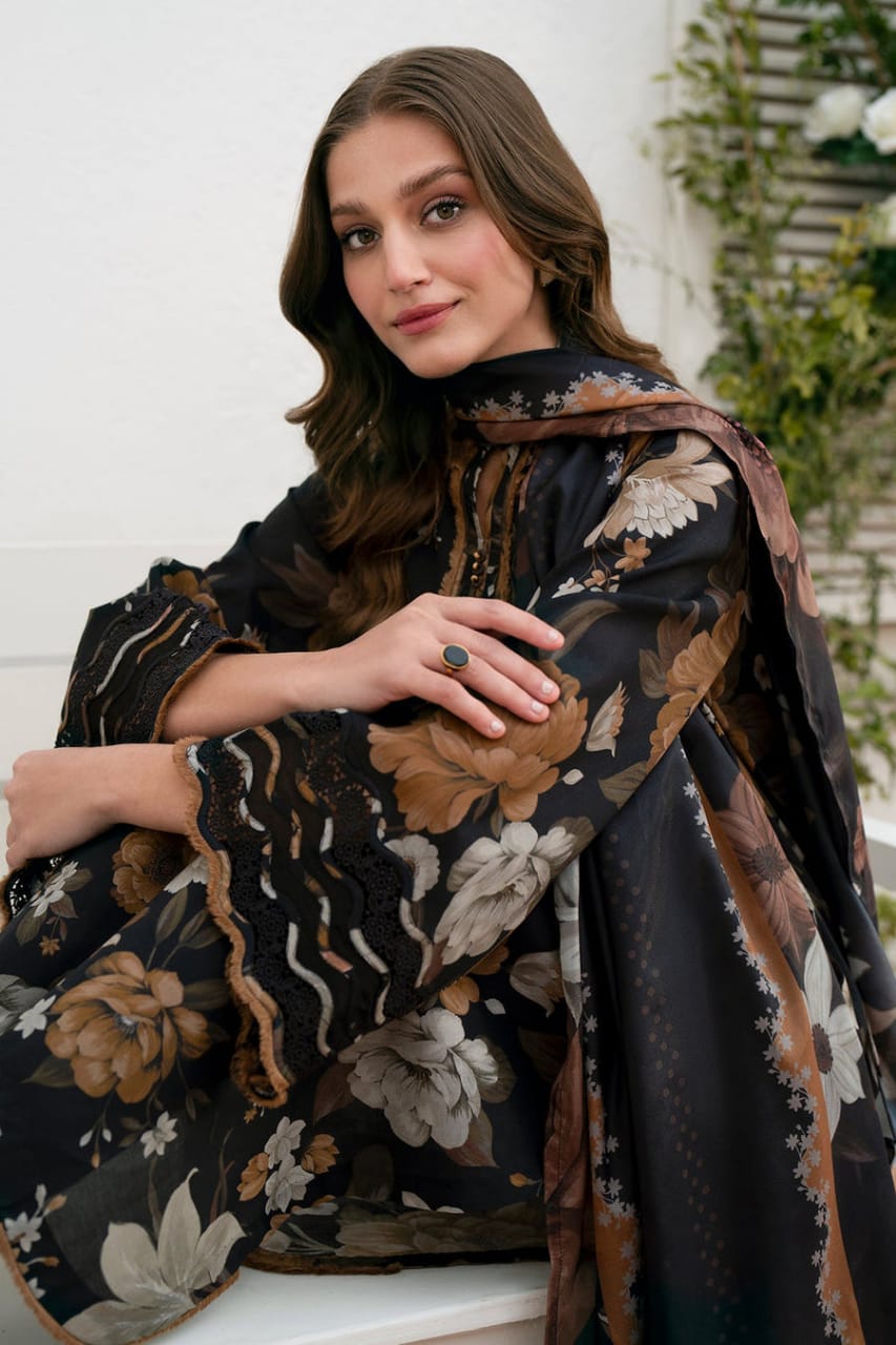 LF-BQ02 Digital Printed Lawn Suit 3pc with Lawn Digital Printed Dupatta & Embroidered Patches
