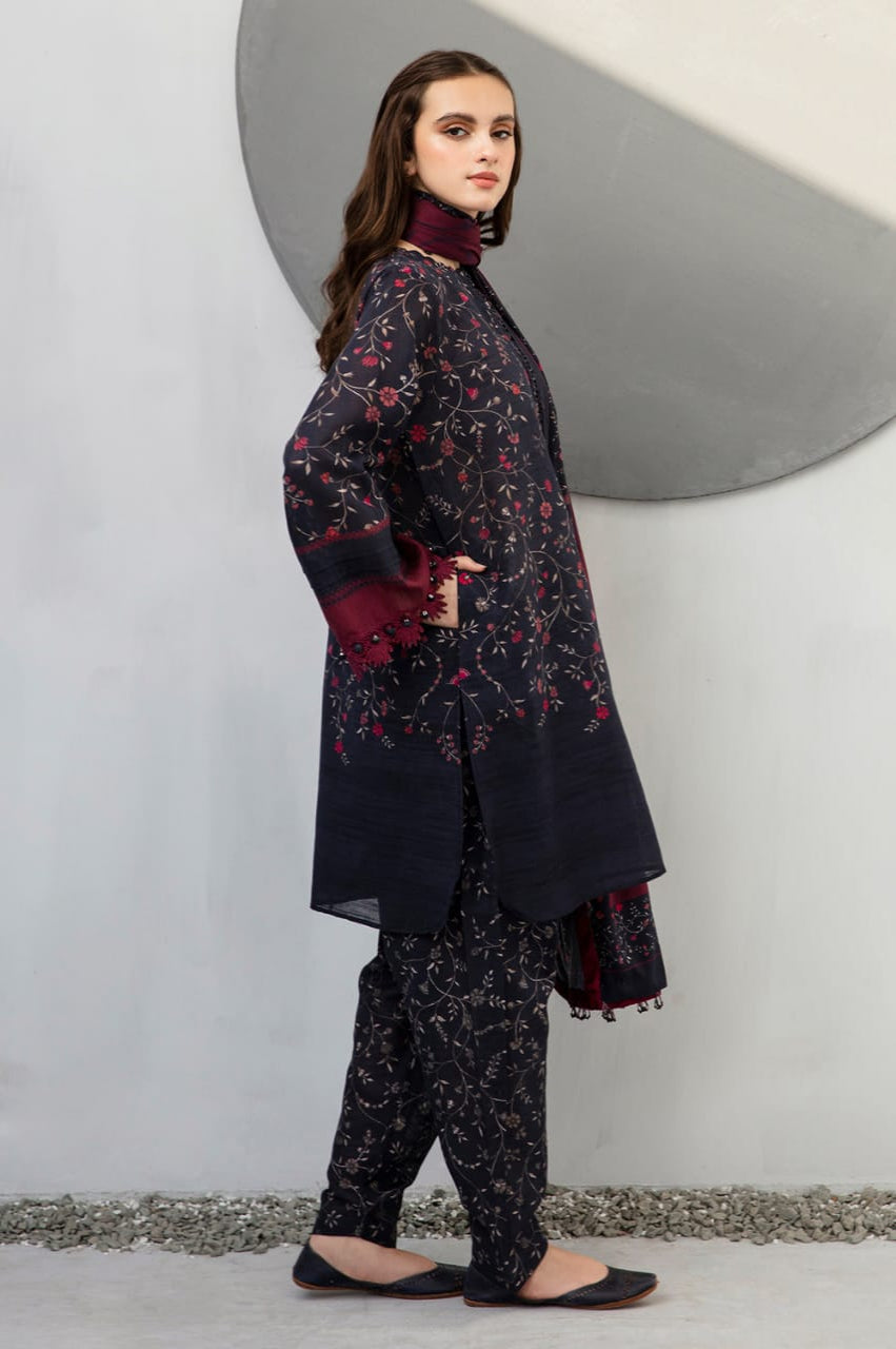 SR-BQ406 Digital Printed Khaddar 3Pc Suit With Digital Printed Khaddar Dupatta