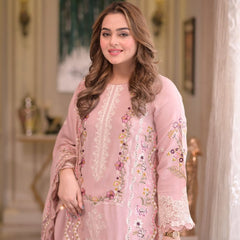 LF-AS2735 Lawn Unstitched Embroidered 3pc Suit With Lawn Embroidered Dupatta