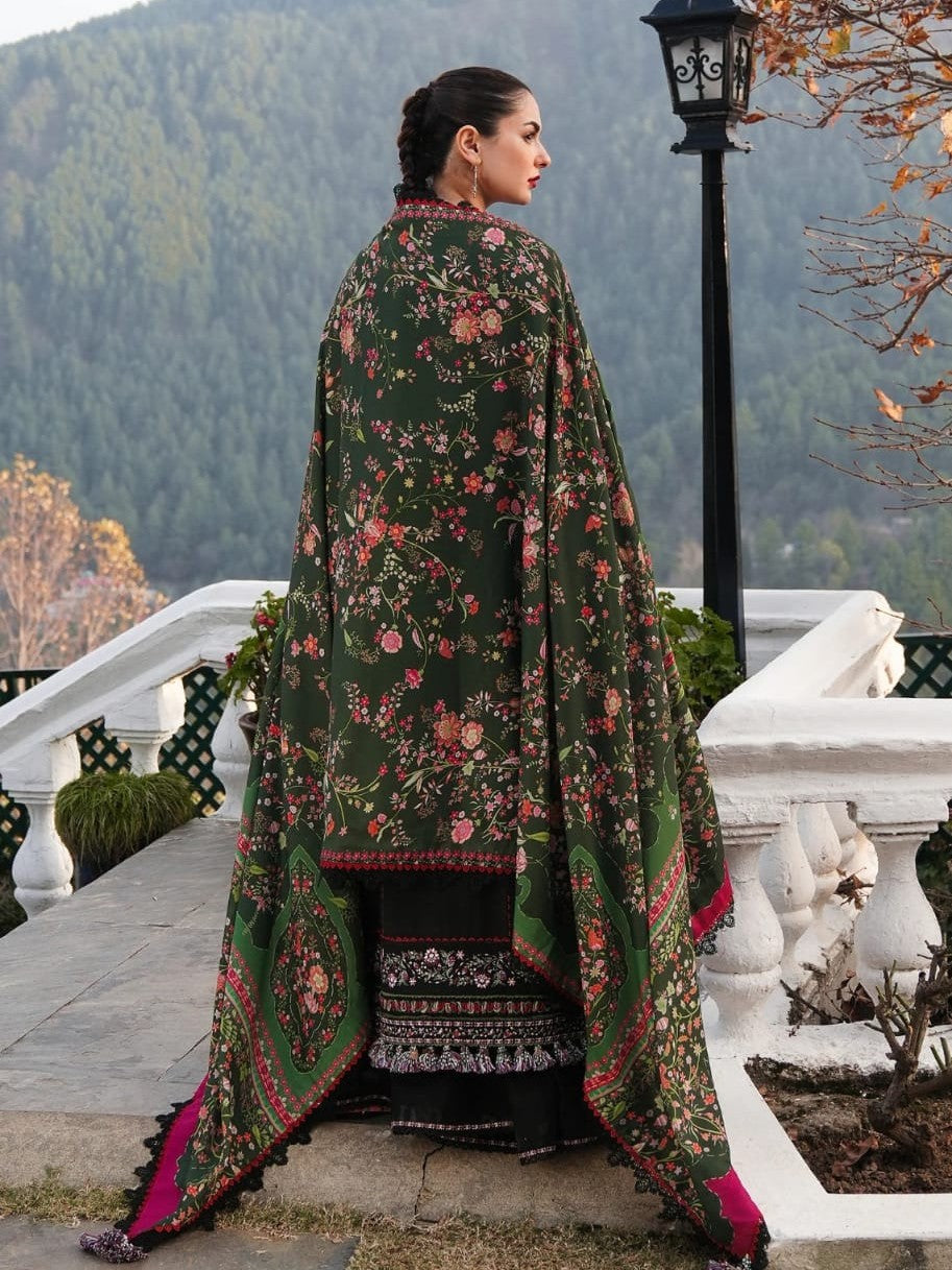 SR-MB520 Dhanak Embroidered Suit With Digital Printed Woolen Shawl