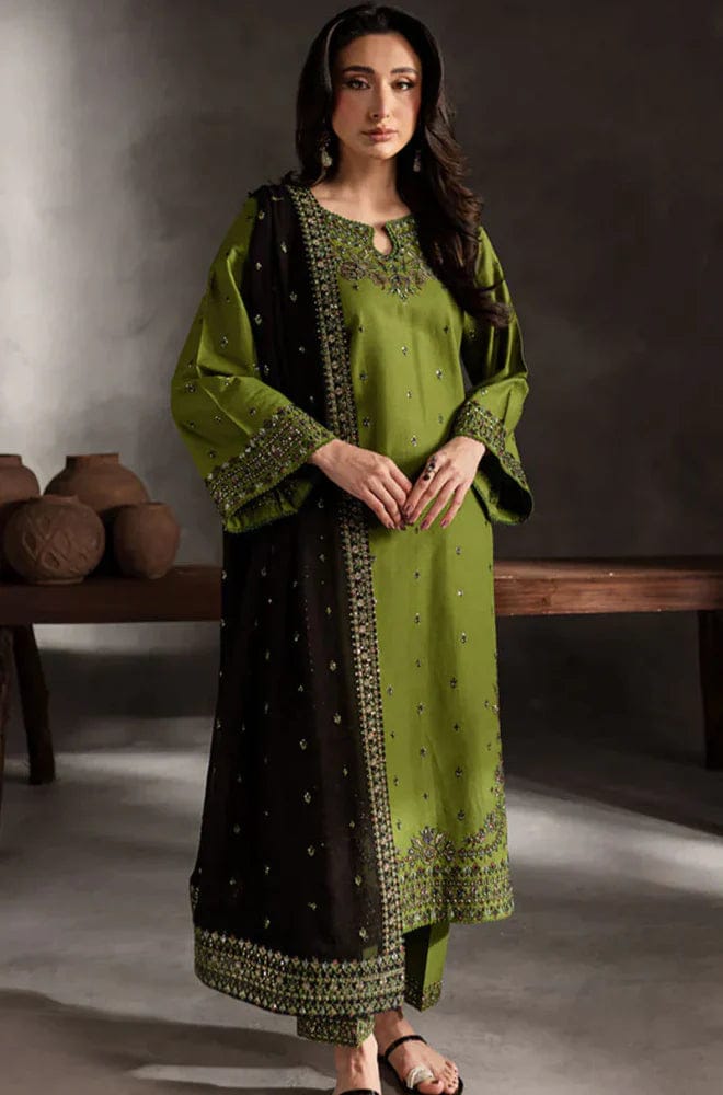 LF-89333 Lawn Embroidered 3pc Suit With Bamber Chiffon Embroidered Dupatta