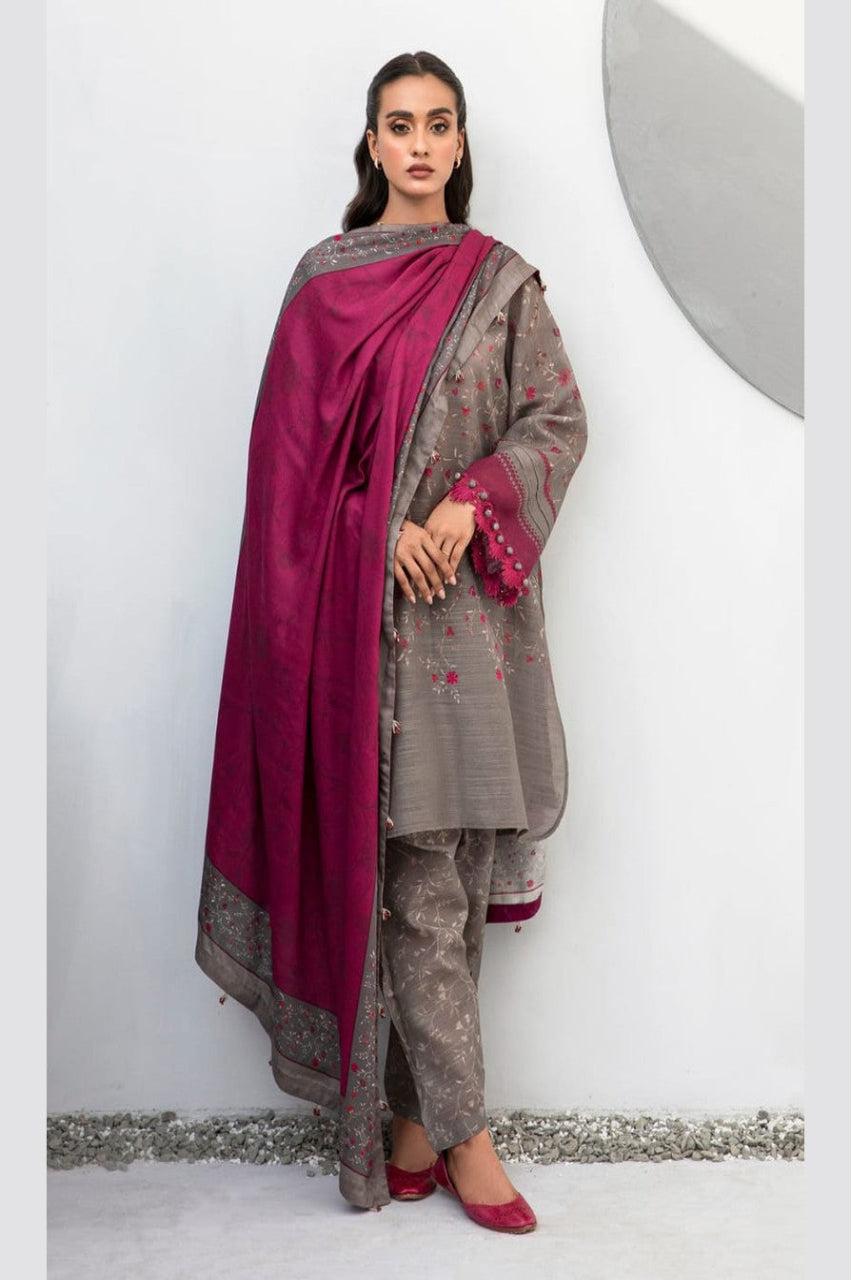 SR-BQ405 Digital Printed Khaddar 3Pc Suit With Digital Printed Khaddar Dupatta