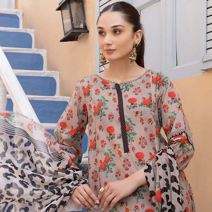 SR-CH06 Unstitched Digital Printed Lawn Suit 3pc With Digital Printed Lawn Dupatta