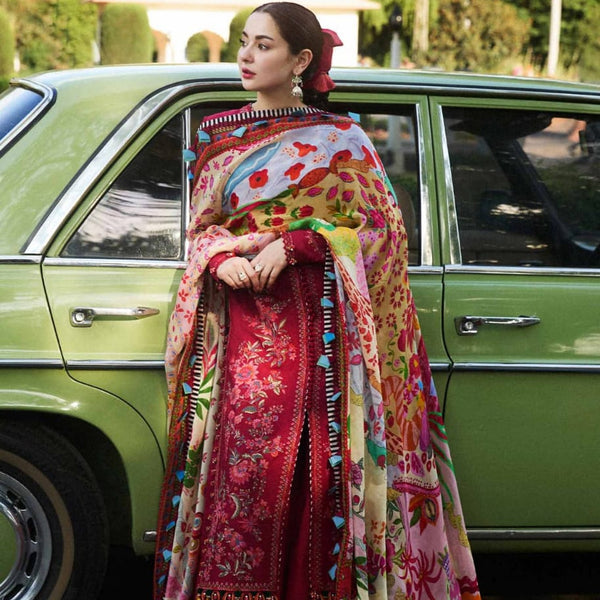 SR-MB550 Dhanak Embroidered Suit With Digital Printed Woolen Shawl