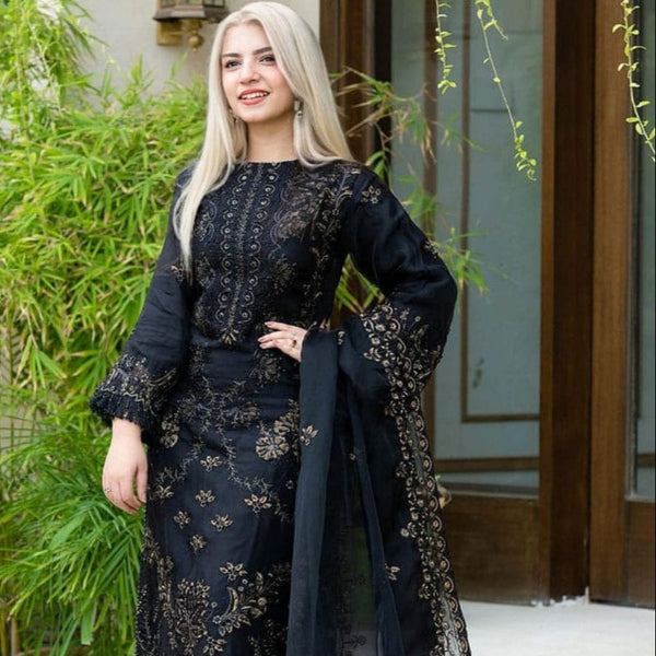 SR-NS32 Un-Stitched Dhanak Embroidered 3pc With Dhank Embroidered Shawl