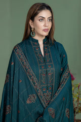 Highly Recommended SR-AJ940 Unstitched Fully Embroidered Dhanak Suit With 4 Sided Embroidered Dhanak Shawl