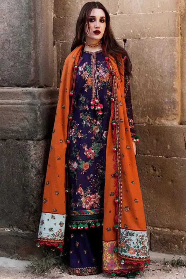 SR-680 Unstitched Heavy Embroidered Dhanak Suit Embroidered Dhanak Shawl