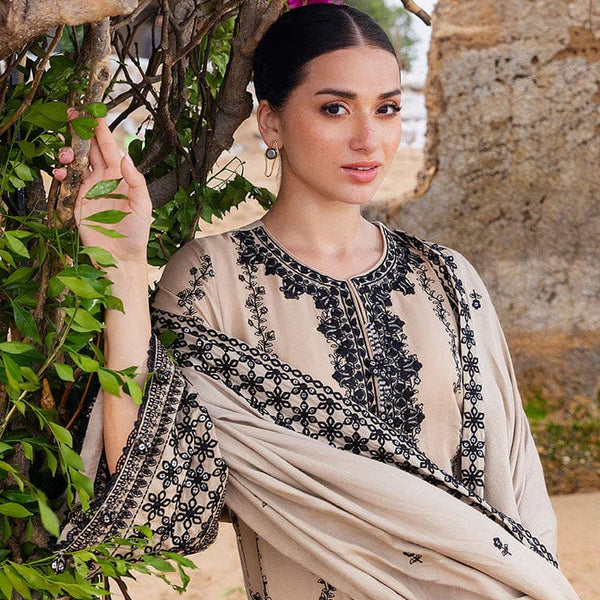 SR-AJ950 Unstitched Fully Embroidered Dhanak Suit With Embroidered Dhanak Shawl